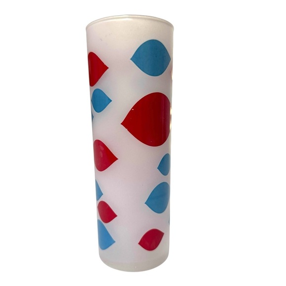 Vintage Dairy Queen Frosted Glass Highball Tumbler Retro Red and Blue Pattern - Picture 5 of 8